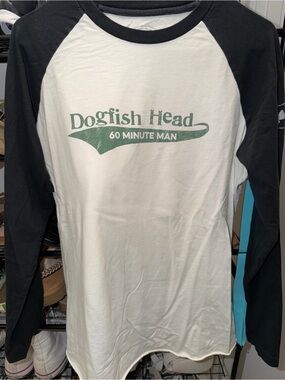 Dogfish Head Brewery ‘60 Minute Man' White and Black Raglan Shirt